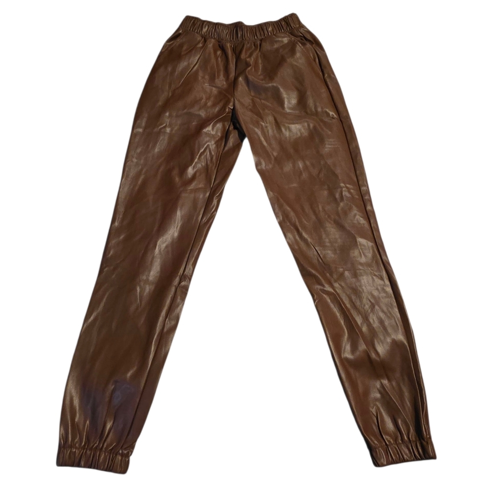 WeWoreWhat Chocolate Brown Faux Leather 5-Pocket Jogger Pants Size Small NWOT